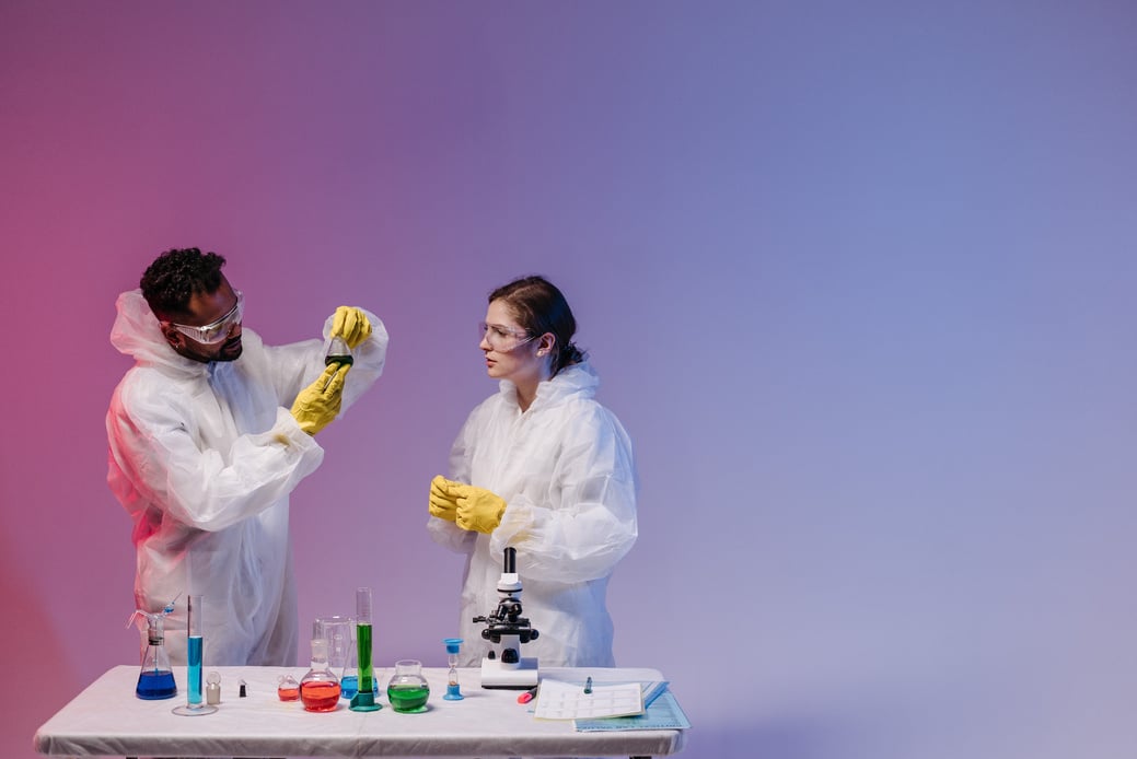 Scientist Experimenting with Chemicals